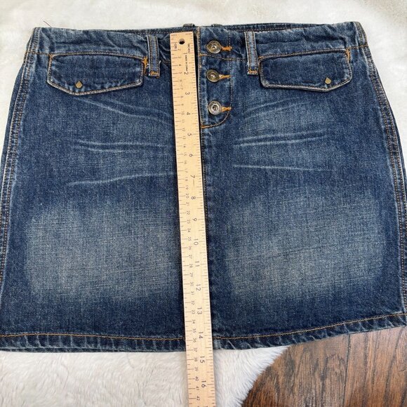 Volcom Mini Skirt 5 Y2K Dark Wash Button-Fly Denim Blue Women's - Picture 8 of 10
